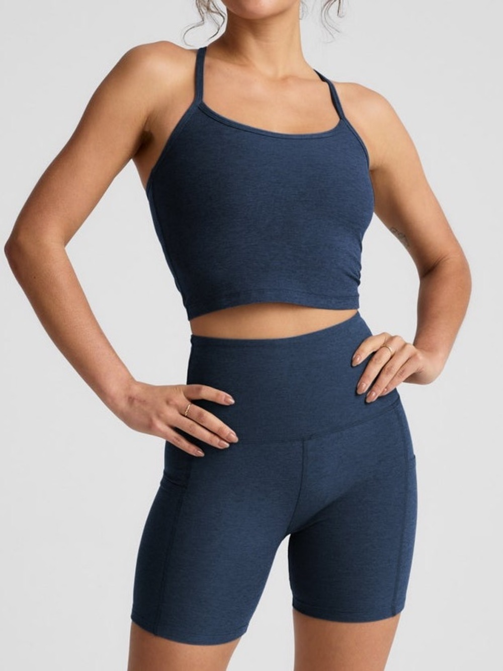 Beyond Yoga Spacedye SET Slim Racerback Cropped Tank Space + Keep Pace 7” Shorts
